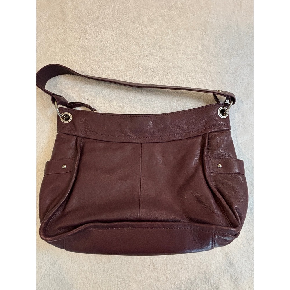 Great American Leather Works Burgundy Plum Leather Shoulder Bag Hobo Purse